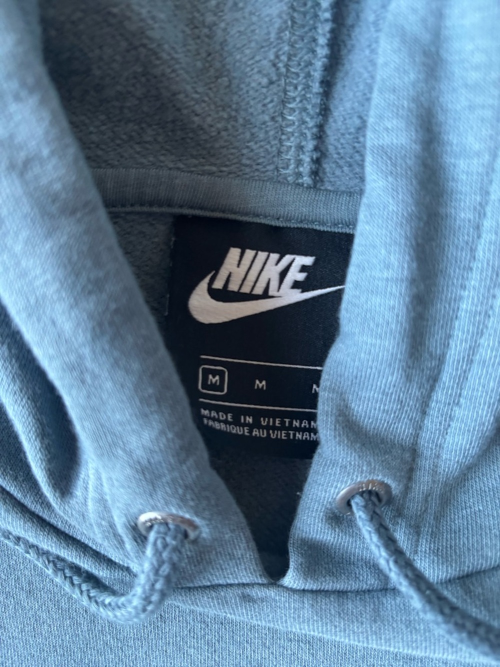 Nike Oversized Cropped Hoodie Blue Baggy Fit Spellout Logo Sweatshirt M - Picture 4 of 5